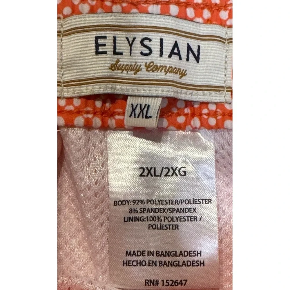 Elysian Men's Swim Shorts Floral‎ Drawstring Lined Beach Orange White Sz.XXL NWT